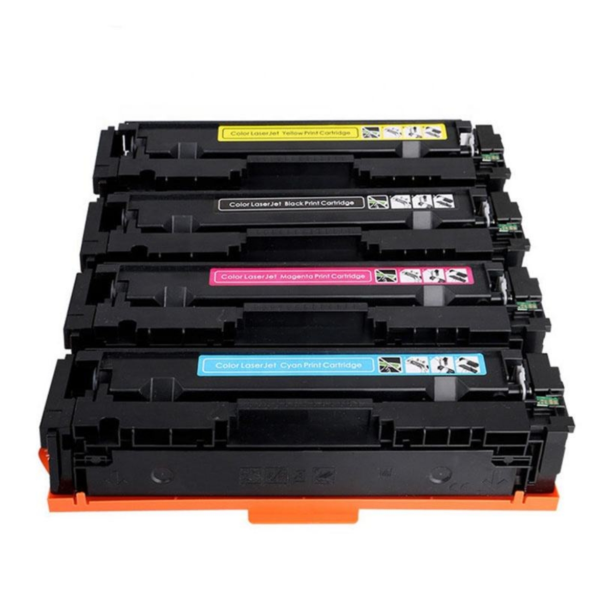 Picture of Value Bundle W2110A, W2111A, W2112A, W2113A (HP 206A) Black, Cyan, Magenta, Yellow Toner Cartridges (4 pack) with new chip