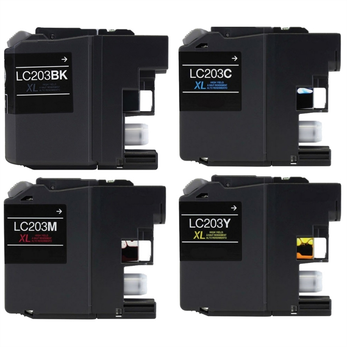Picture of Value Bundle LC-203BK, LC-203C, LC-203M, LC-203Y High Yield Black, Cyan, Magenta, Yellow Ink Cartridges (10 pack) (10 x 550 Yield) Bk-4pcs, CMK-2 pcs ea